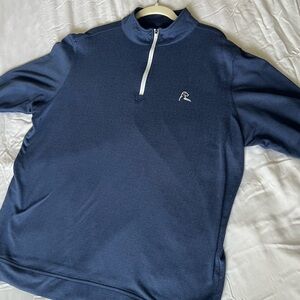 Rhoback Blue Herringbone Quarter Zip